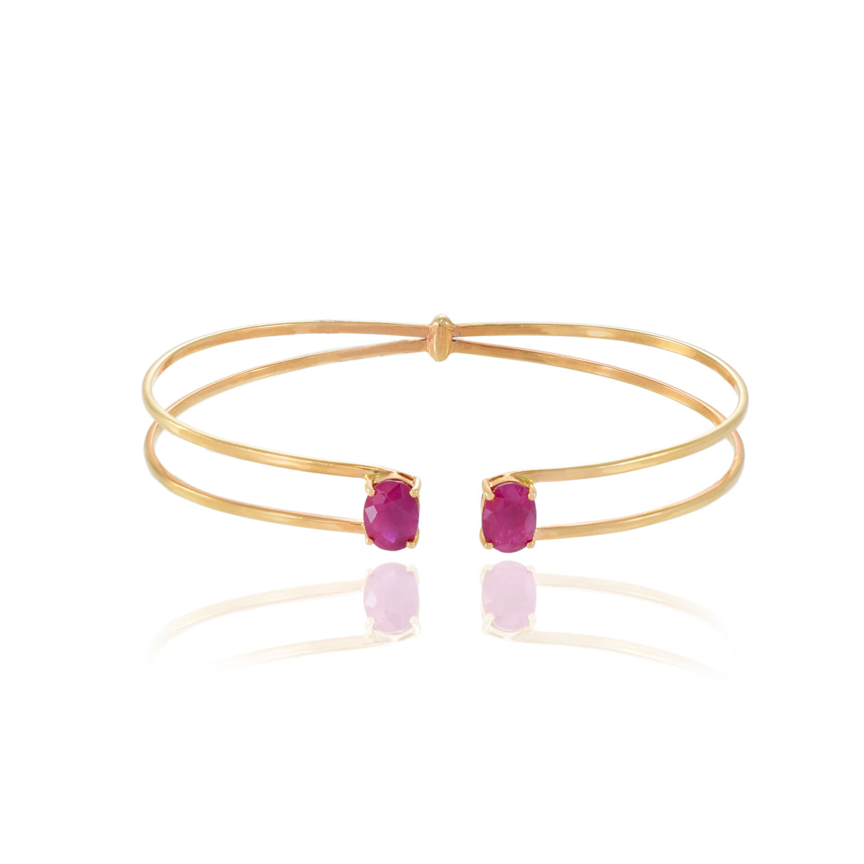 18KT Rose Gold Ruby Double Flex Cuff Bracelet