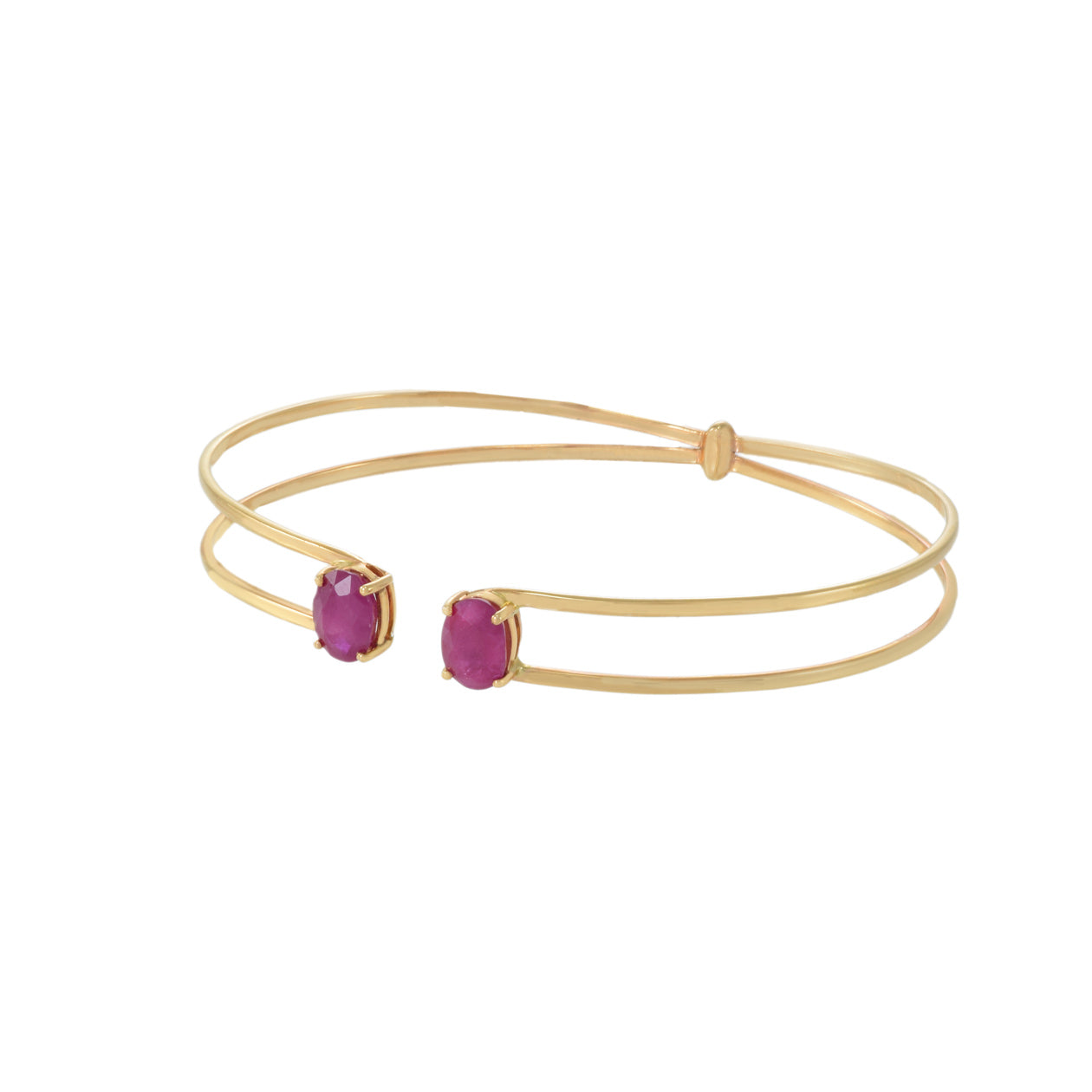 18KT Rose Gold Ruby Double Flex Cuff Bracelet