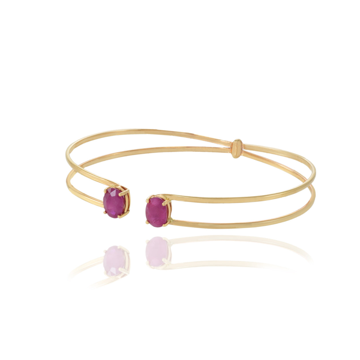 18KT Rose Gold Ruby Double Flex Cuff Bracelet