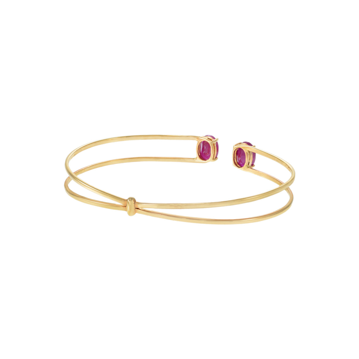 18KT Rose Gold Ruby Double Flex Cuff Bracelet