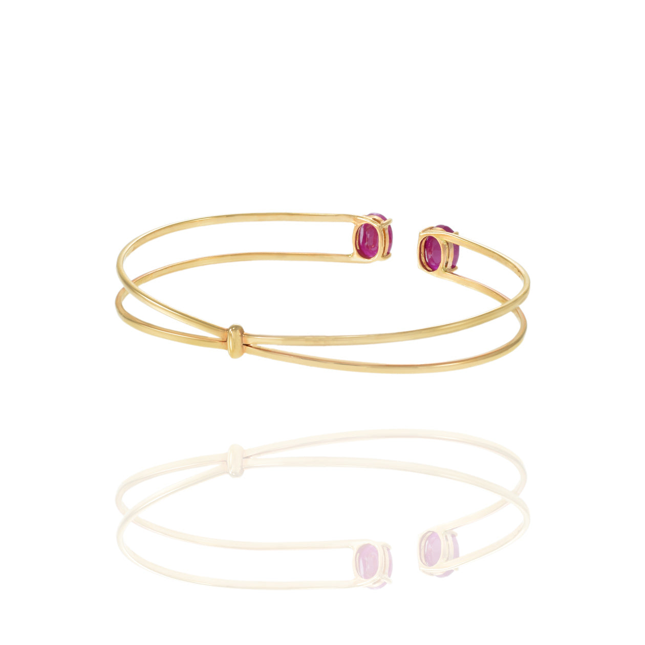 18KT Rose Gold Ruby Double Flex Cuff Bracelet
