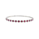 14KT White Gold Bezel Set Ruby and Diamond Bangle