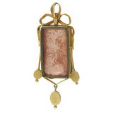 Victorian Era Hand Painted French Enamel and Opal Brooch with 18KT Yellow Gold