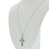 Platinum 1.01 CT-TW Ruby and Diamond Cross Pendant Necklace