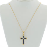 18KT Yellow Gold 1.01 CT-TW Sapphire and Diamond Cross Pendant Necklace