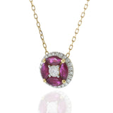 Ruby & Diamond Cluster Pendant Necklace