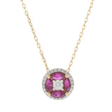 Ruby & Diamond Cluster Pendant Necklace