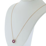 Ruby & Diamond Cluster Pendant Necklace