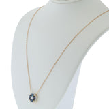 18KT Rose Gold Sapphire & Diamond Cluster Pendant Necklace
