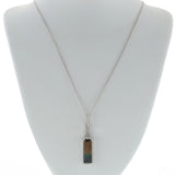 14KT White Gold 4.12CT Watermelon Tourmaline and Diamond Pendant Necklace