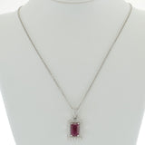 18KT White Gold 2.02CT Ruby and Diamond Scalloped Halo Pendant