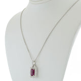 18KT White Gold 2.02CT Ruby and Diamond Scalloped Halo Pendant