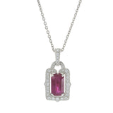 18KT White Gold 2.02CT Ruby and Diamond Scalloped Halo Pendant