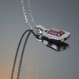 18KT White Gold 2.02CT Ruby and Diamond Scalloped Halo Pendant