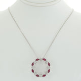 18KT White Gold 1.31 CT-TW Ruby and Diamond Circle Pendant Necklace
