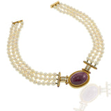 Vintage Retro Era 18KT Yellow Gold Ruby, Diamond and Akoya Pearl Necklace