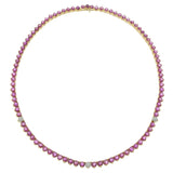 18KT Yellow Gold Ruby & Diamond Tennis Necklace – 26.77CTW