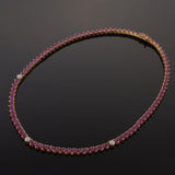 18KT Yellow Gold Ruby & Diamond Tennis Necklace – 26.77CTW