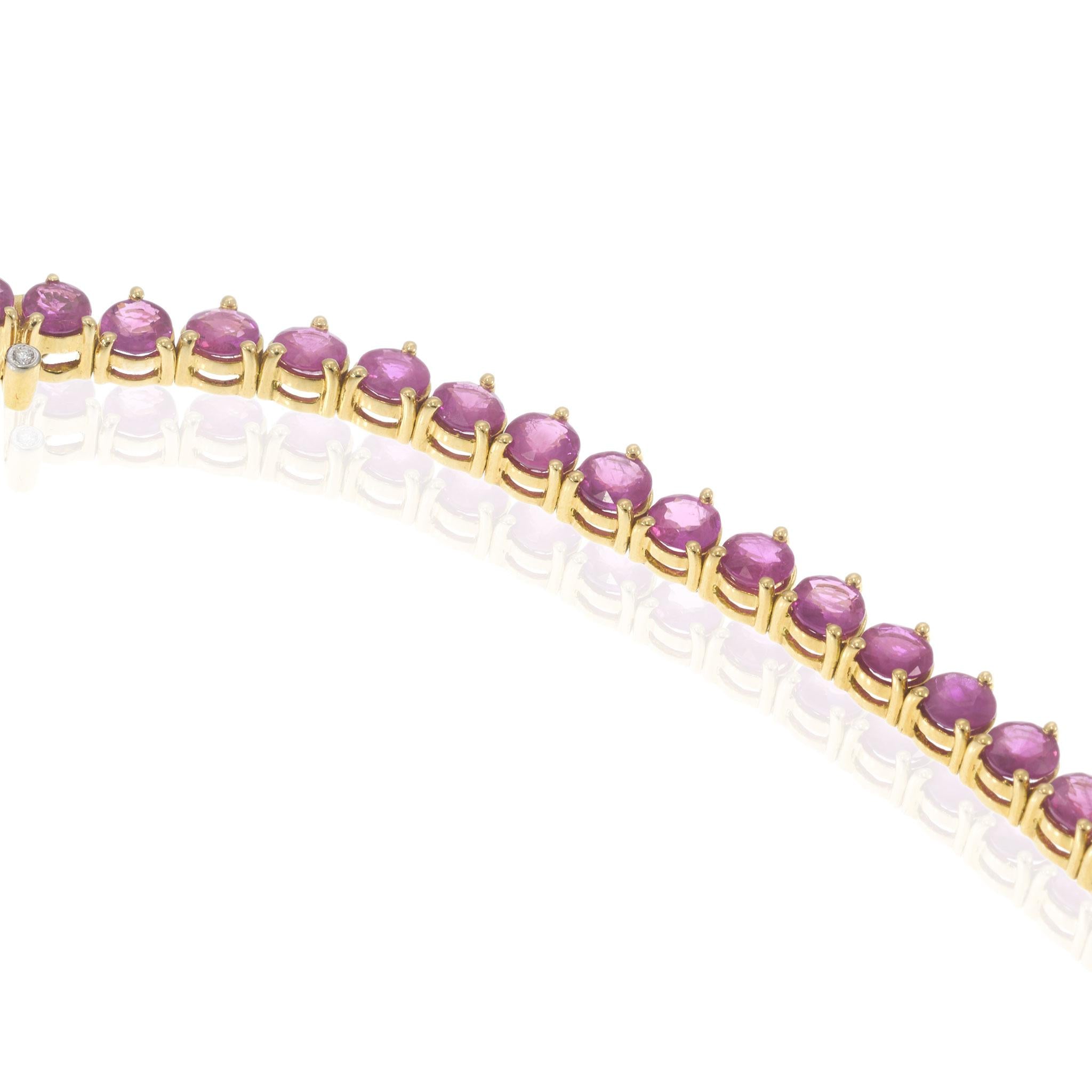 18KT Yellow Gold Ruby & Diamond Tennis Necklace – 26.77CTW