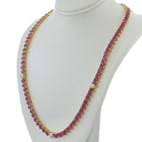 18KT Yellow Gold Ruby & Diamond Tennis Necklace – 26.77CTW