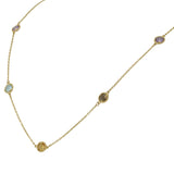 14KT Yellow Gold Multi-Color Gemstone Station Necklace