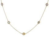 14KT Yellow Gold Multi-Color Gemstone Station Necklace