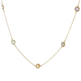 14KT Yellow Gold Multi-Color Gemstone Station Necklace