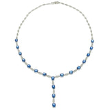 18KT White Gold Sapphire & Diamond Lariat Necklace