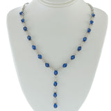 18KT White Gold Sapphire & Diamond Lariat Necklace
