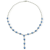 18KT White Gold Sapphire & Diamond Lariat Necklace