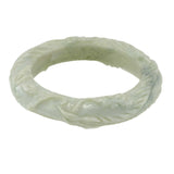 Vintage Light Green Jade 16mm Carved Bangle Bracelet