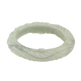 Vintage Light Green Jade 16mm Carved Bangle Bracelet