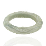 Vintage Light Green Jade 16mm Carved Bangle Bracelet