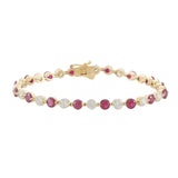 14KT Yellow Gold Ruby and Diamond Tennis Bracelet