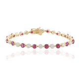 14KT Yellow Gold Ruby and Diamond Tennis Bracelet
