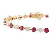 14KT Yellow Gold Ruby and Diamond Tennis Bracelet