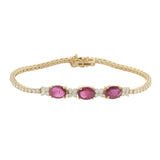 14KT Yellow Gold Oval Ruby and Diamond Bracelet