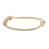 14KT Yellow Gold Oval Ruby and Diamond Bracelet