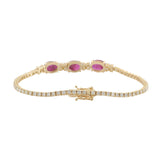 14KT Yellow Gold Oval Ruby and Diamond Bracelet