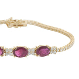 14KT Yellow Gold Oval Ruby and Diamond Bracelet