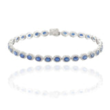 14KT White Gold Sapphire and Diamond Tennis Bracelet