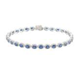 14KT White Gold Sapphire and Diamond Tennis Bracelet