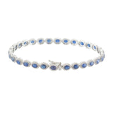 14KT White Gold Sapphire and Diamond Tennis Bracelet
