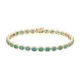 14KT Yellow Gold Oval-Cut Emerald and Diamond Tennis Bracelet