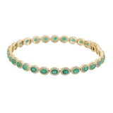 14KT Yellow Gold Oval-Cut Emerald and Diamond Tennis Bracelet