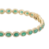 14KT Yellow Gold Oval-Cut Emerald and Diamond Tennis Bracelet