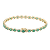 14KT Yellow Gold Oval-Cut Emerald and Diamond Tennis Bracelet
