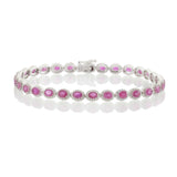 14KT White Gold Ruby and Diamond Tennis Bracelet
