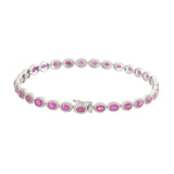 14KT White Gold Ruby and Diamond Tennis Bracelet