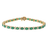 14KT Yellow Gold Oval Alternating Emerald & Diamond Tennis Bracelet